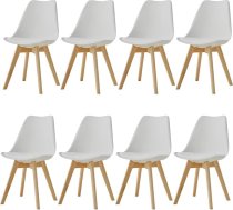 Set of 8 Dining Chairs with Solid Beech Legs, Office Chair, Ergonomic Chair with Cushion (White)