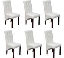 Tidyard Set of 6 Dining Room Chairs Classic Dining Room Chairs Wood and Faux Leather 43 x 52 x 95 cm White Ergonomic Backrest