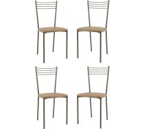 t m c s Tommychairs - Set of 4 Elena Modern Chairs for Kitchen and Dining Room, Robust Frame Made of Painted Steel, Padded Seat Covered with Faux Leather in Cappuccino Colour