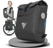 MIVELO 3-in-1 velosoma bagāžniekam - velosoma mugursoma ar polsterētu nodalījumu klēpjdatoram - aizmugurējais bagāžnieka soma 100% ūdensizturīga ar atstarotājiem (melns atstarojošs, 20 litri)