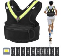 BOOSTEADY 9 kg svara veste vīriešiem, sporta skriešanas svara veste ar LED atstarojošo jostu un āra lukturi, regulējama svara veste spēka treniņiem un treniņiem