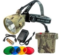 COON medību lukturi, Camo LED galvas lukturis ar 6 apgaismojuma režīmiem, 4 jaudīgiem LED, uzlādējams galvas lukturis, ūdensizturīgs medībām uz jenotiem, koijotiem, cūkām un plēsējiem