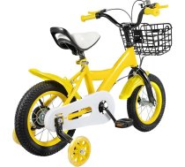 Bērnu velosipēds, 12 collu bērnu velosipēds ar noņemamiem stabilizatoriem un augstuma regulēšanu, bērnu velosipēdi zēniem un meitenēm no 2 līdz 4 gadiem, dzeltens