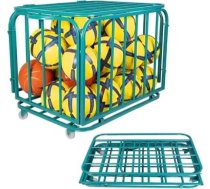 Pārnēsājams, salokāms basketbola bumbu uzglabāšanas plaukts, liela ietilpība, bumba sporta zālēm un klubiem, zaļš volejbola grozs, ietilpst 18 bumbas, ideāli piemērots sporta inventāra uzglabāšanai