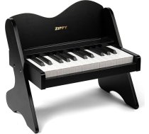 ZIPPY bērnu klaviatūra ar 25 taustiņiem un regulējamu skaļumu – mini mūzikas mācību instruments, koka klavieres mazuļiem – meitenēm un zēniem (melnā krāsā)