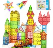 102 gab. magnētiskie konstruktoru klucīši ar 2 automašīnām Magnētiskie konstruktoru klucīši Bērnu magnētiskā spēle Montessori magnētiskie konstruktoru klucīši Ziemassvētku un dzimšanas dienas dāvana Rotaļlieta bērniem no 3, 4, 5, 6, 7
