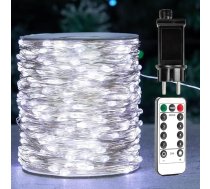 LED pasaku gaismas, auksti balta, 200 m, 2000 LED, vara stieple, IP44, 8 režīmi, izmantošanai iekštelpās un ārpus telpām, Ziemassvētkiem, kāzām, eglītei, terasei, balkonam, dārzam, dekorēšanai ar kontaktdakšu