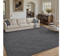 Paklājs 200 x 300 cm Pelēks Dzīvojamā istaba Guļamistaba Pūkaini paklāji Mazgājami mīksti lieli kažokādas paklāji Moderna neslīdoša ēdamistaba Birojs 3D efekts Dimanta raksts Mākslīgā kažokāda