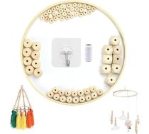 DIY koka mobilā rāmja bērnu gulta mobilā vēja zvans Rattle rotaļlieta vēja zvans gultas zvans Room Beads Baby Mobile Bērnu gulta Bell Mobile Frame Koka bērnu istabas dekori bērniem