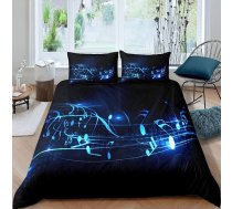 Homewish Mūzikas nots Segas pārklājs 135 x 200 cm Sapņu tēma Zils sedzamais pārklājs komplekts pusaudžiem, bērniem, meitenēm, ģeometriski svītrains rakstu gultas piederumu komplekts, 1 sega ar 1 spilvendrānu pārvalku