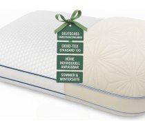 3-slāņu spilvens ar vasaras un ziemas pusi, 60 x 40 x 15 cm, regulējams augstums, atmiņas putas, balts