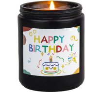 Freēzijas smaržojošas sveces stiklā | Dzimšanas dienas svece ar uzrakstu "Happy Birthday" | Dabīga sojas svece 200 g, 55 stundas degšanas laiks | Dāvana dzimšanas dienai un ballītēm