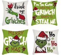 4 x Grinch Merry Grinchmas Ziemassvētku spilvenu pārvalki Ziemassvētku rotājumi Ziemas dīvāna dekori 4 Pack