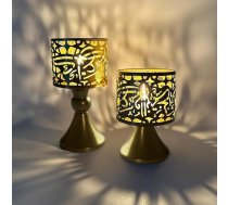 Ramadāna dekoratīvais tējas gaismas turētājs Zelta apdare Dzīvojamās istabas sveču turētājs Eid Mubarak apdare Metāla sveču turētājs Islāma dekoratīvais mēness tējas gaismas turētājs Galda apdare Ramadāna dekorēšanai