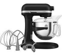 KitchenAid Artisan 5KSM60SPX 5,6 l mikseris ar bļodu un pacelšanas mehānismu, 11 ātrumi un maiga iedarbināšana, izturīga metāla konstrukcija, mīca 3,7 kg mīklas, pagatavo 11 duci cepumu, matēti melns