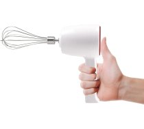 BEPER P102SBA007 Bezvadu uzlādējams rokas mikseris, 20 W, 2 nerūsējošā tērauda svārstveida slotas, 5 ātrumi, viena poga, iekļauts USB kabelis, sarkans/balts