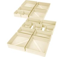 Skapja organizētājs, atvilktņu organizētājs, 15 gabali, salokāma uzglabāšanas kaste, audums, apakšveļas organizētājs, drēbju skapis, zeķes, bēšs