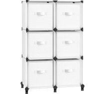 SONGMICS Kuba plaukts ar 6 kastēm, plauktu sistēma, uzglabāšanas plaukts ar 6 kastēm, DIY, paplašināms, ietaupa vietu, guļamistaba, balts LPC062W06