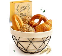KRUSTENZAUBER Moderns maizes grozs ar metāla rāmi, mazgājams maizes grozs maizei un bulciņām, 20 cm diametrs, maizes grozs maizes uzglabāšanai, brokastīm, virtuvei un pusdienu galdam, praktisks un stilīgs.