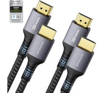 HDMI 2.1 sertificēts kabelis, 2 m (komplektā 2), Stouchi, 8K, Ultra HD, 48 Gbit/s ātrgaitas, 8K60 / 4K120 / 144 Hz, RTX 3080, eARC, HDR10 4: 4: 4, HDCP 2.2 & 2.3, Dolby Saderīgs ar Roku TV / PS5 / Xbox X Series X