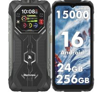 Blackview Rock 1 Āra mobilais tālrunis ar Android 16, 24GB + 256GB/2TB Āra viedtālrunis, 15000mAh biznesa mobilais tālrunis, 20MP nakts redzamība, Gemini AI, 6,56" HD+ IPS 2,01 collas, IP69K ūdensizturīgs, NFC