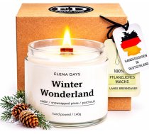 Aromatizēta svece Winter Wonderland, Ziemassvētku, sojas vasks, svece ar koka daktiņu, roku darbs, 140 g, degšanas laiks 45 stundas, vācu zīmols, Elena Days