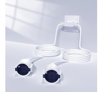 Pagarinātājs dubultā kontaktdakša 2 m + 2 m, dubultā kontaktdakša kontaktligzdai 2 in 1, dubultā kontaktdakša kontaktligzdai IP20, 250 V, 16 A, 4000 W, aizsargkontaktu pagarinātājs mājai, birojam, virtuvei