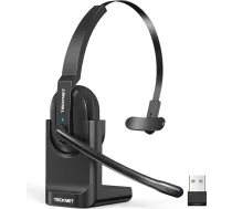 TECKNET V5.2 Bluetooth austiņas ar mikrofonu, bezvadu austiņas ar uzlādes staciju, MIC ENC trokšņu slāpēšanas austiņas datoram, USB Dongle, austiņas uz ausīm, bezvadu austiņas autovadītājiem, zvanu centriem un birojiem - 60+