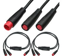 Ebike 2 Pin Y-Splitter pagarinājuma kabelis, ūdensizturīgs spraudnis uz dubulto sieviešu 1 līdz 2 elektrisko velosipēdu kabeli Ebike gaismas, pārnesumu sensora un bremžu Ebike modifikācijas komplektā (2 Pack)