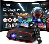 Vieds 4K dienas gaismas projektors, 2200 ANSI, WiFi 6, HDMI 2.1, NFC Cast, Bluetooth 5.4, Dolby Digital HDR LED video projektors filmām brīvā dabā, mājas kinozālē, spēlēm, uzņēmējdarbībai