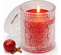 Aromatizēta svece stikla burciņā ar vāciņu, ābolu kanēļa aromāts, 200 g dabīgā sojas vaska svece, deg 50 stundas, lieliska dāvana dzimšanas dienai, svētkiem, svinībām un tikšanās reizēm.