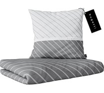 bugatti Gultas veļa 155 x 220 cm - 100% kokvilna, ar rāvējslēdzēju, mīksta un mazgājama, Mako satīna gultasveļa ar svītrām pelēkā krāsā