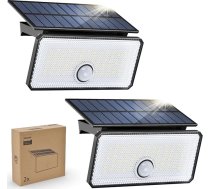 Philips Saules lampas āra apgaismojumam ar kustības sensoru, 1000LM 7000K dienas gaisma, ūdensizturīgas āra lampas ar PIR kustības sensoru, 3 režīmi, LED āra apgaismojums dārzam, pagalmam, garāžai (2 gab.)
