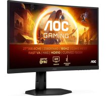 AOC Gaming CQ27G4X - 27 collu QHD izliekts monitors, 180 Hz, 0,5 ms, FreeSync Prem., HDR10 (2560 x 1440, DisplayPort, 2 x HDMI), melns/pelēks