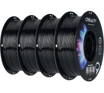 Creality CR-PETG filaments 1,75 mm 4 kg melns, 3D printeru filaments PETG, izmēra precizitāte +/-0,02 mm, vakuuma iepakojums, kārtīga spole (4 x 1 kg spole, melns)