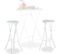 Relaxdays Bastian saliekamie bāra krēsli Komplekts 2 balti, izturīgi pret laikapstākļiem 80 cm augstums Plastmasas letes balts