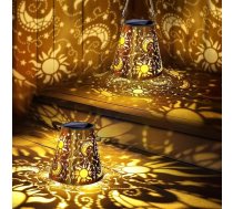 Qedertek Saules gaismas āra dārzam, 2 LED metāla saules lukturu komplekts, IP65 ūdensnecaurlaidīgs saules apgaismojums, dārza dekorēšana balkonam, terasei, kokam, terasei, dāvanām