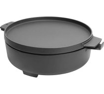 WELL GRILL Duo holandiešu cepeškrāsns piederumu komplekts Weber 47 cm un 57 cm tējkannas grilam uz kokoglēm, čuguna panna 2-in-1 Weber BBQ Gourmet sistēmai un lielākajai daļai gāzes grilu, 7,25 l, melna krāsns