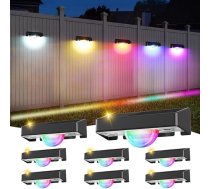 Quntis Solar Wandleuchte Außen mit Lichtstrahl-Effekt 8 Pack, 11 Lichtmodi (Warmweiß & RGB Farbwechsel) IP44 wasserdichte Solar Zaunbeleleuchtung Outdoor, Garten Dekoration für Zaun Terrasse Balkon Hof