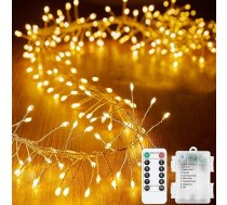 KINGCOO ugunspukstu petardes pasaku gaismas ar tālvadības pulti, 300 LED sudraba stieples baterijas ar taimeri iekštelpās ārā guļamistabā kāzu Ziemassvētku svinību rotāšanai