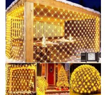 Pack of 2 āra gaismas tīkls 3 x 2 m 200 LED pasaku gaismas tīkls ārā ar taimeri, kontaktdakšu, 8 režīmi Ziemassvētku apgaismojuma tīkls ūdensizturīgs gaismas aizkars dārza balkona krūma istabas dekorēšanai - Warm