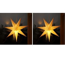 SALCAR 55 cm LED papīra zvaigzne ar apgaismojumu, kas paredzēta iekāršanai, Adventa gaismas zvaigzne logam ar siltā balta krāsas E14 spuldzi, 3D Ziemassvētku zvaigzne logu dekorācijai Ziemassvētkos – balta papīra zvaigzne (2 gab. iepakojumā)