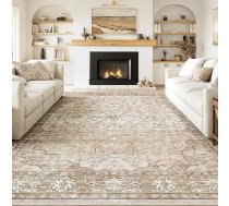 Topfinel Vintage paklājs 200 x 300 cm, smilškrāsas, boho stila, ar īsu plūksnu, mazgājams veļas mašīnā, neslīdošs, mīksts, piemērots viesistabai, guļamistabai, ēdamistabai un birojam, liela izmēra austrumu stila paklājs