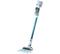 DOMO DO233SV bezvadu putekļsūcējs – darbības laiks bez uzlādes +/- 20 min – 2 ātruma režīmi – 18,5 V – ciklonu sistēma – komplektā ietilpst putekļsūcējs, putekļu suka un sienas kronšteins – balts/gaiši zils