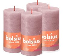 BOLSIUS rustikālas stāvlīknes, tumši rozā, 13 cm, 4 gab. iepakojumā, nepilējošas, bez aromāta