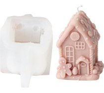 3D piparkūku mājiņas sveču forma, Ziemassvētku piparkūku mājiņas silikona forma fondanta, šokolādes, sojas vaska svecēm, ziepēm, ģipsim, vannas bumbiņām, epoksīda sveķu liešanai, Ziemassvētku rokdarbiem (B)