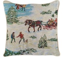 Signare gobelēna spilvenu pārvalks 18 x 18 collas (45 cm x 45 cm) – dekoratīvi dīvāna spilveni ar Ziemassvētku motīvu (Kamanas, CCOV-XMAS-SLEIGH)