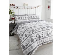 Noel Quilt sega, 2 spilvendrānas, gultas veļas komplekts ar Ziemassvētku eglīšu motīvu, pelēks, Super-King izmērs