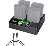 Toprig BC02 NP-FZ100 Kamera-Akkuladegerät, 4 kanālu akumulators, PD 60 W Schnellladung mit LCD-Display, für ZV-E1, ZV-E10 II, FX3, A1, A9 II, A7C, A7R IV, A7R V, A7S III, A6600, A6700 Akkus