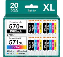 570XL 571XL saderīgs ar Canon TS5050 printeru kasetnes Canon 571 570 saderīgs ar Canon Pixma TS5050 MG5750 TS5050 TS5055 MG6852 MG5753 TS6050 TS5053 MG5752 MG5751 (20 gab.)